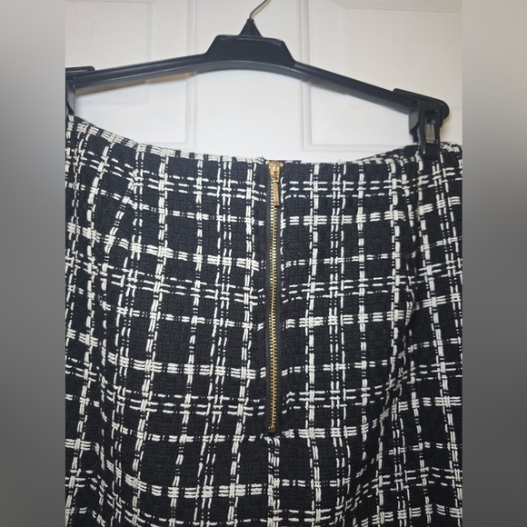 Laundry Shelli Segal Black White Plaid Knit Mini Skirt Large NWT Lined Classic - Picture 5 of 5
